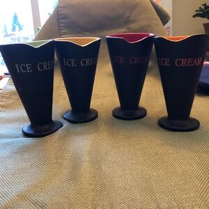 Set of Four Ice Cream Cone ceramic Cups